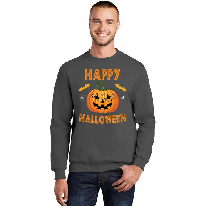 Happy Halloween Cute Pumpkin Leopard Tall Sweatshirt