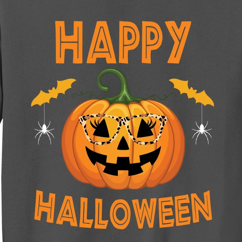 Happy Halloween Cute Pumpkin Leopard Tall Sweatshirt