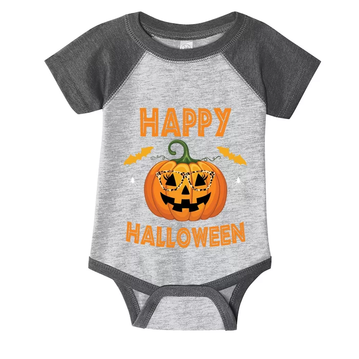 Happy Halloween Cute Pumpkin Leopard Infant Baby Jersey Bodysuit