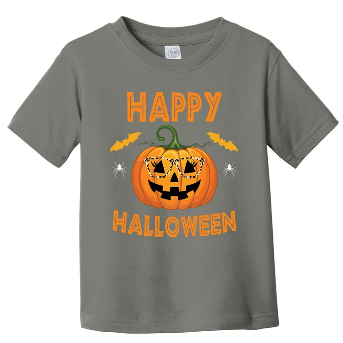 Happy Halloween Cute Pumpkin Leopard Toddler T-Shirt