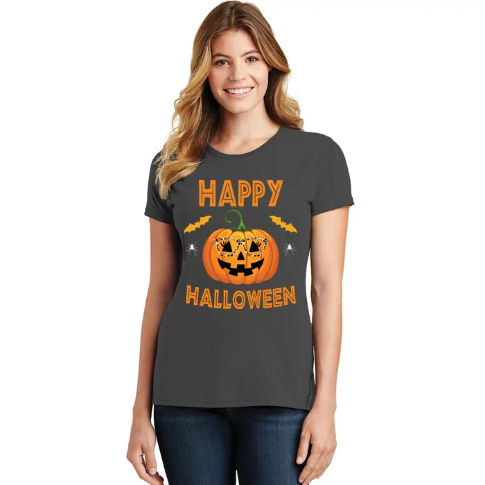 Happy Halloween Cute Pumpkin Leopard Women's T-Shirt