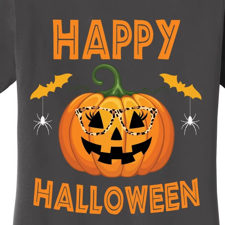 Happy Halloween Cute Pumpkin Leopard Women's T-Shirt