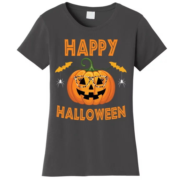 Happy Halloween Cute Pumpkin Leopard Women's T-Shirt