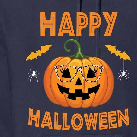 Happy Halloween Cute Pumpkin Leopard Premium Hoodie