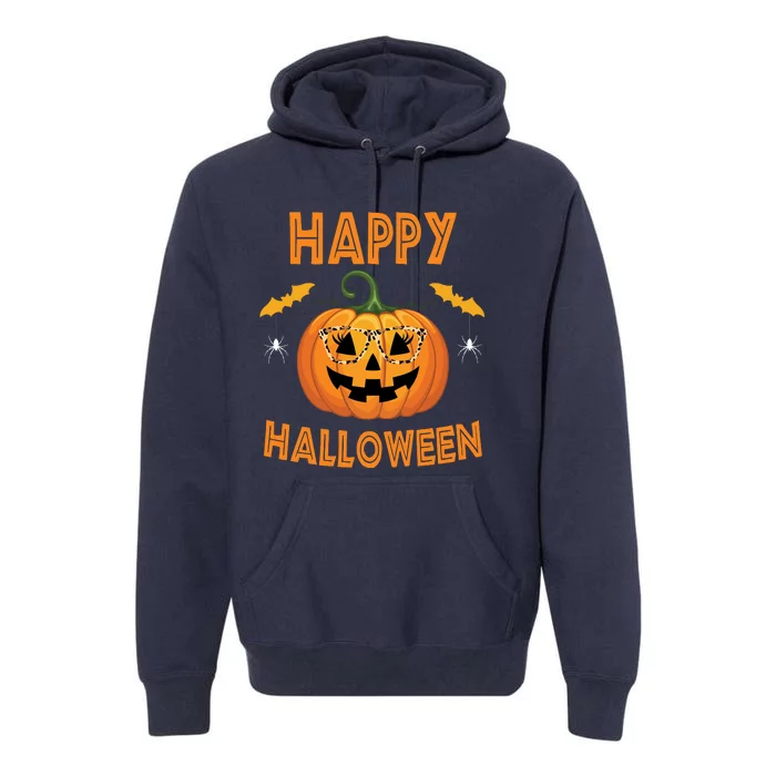 Happy Halloween Cute Pumpkin Leopard Premium Hoodie