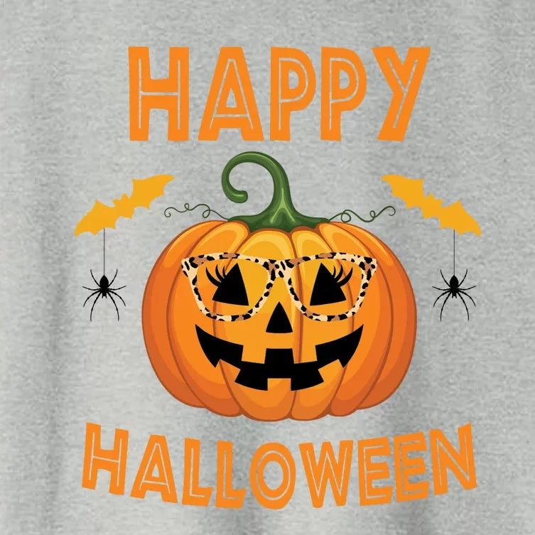 Happy Halloween Cute Pumpkin Leopard Women's Crop Top Tee