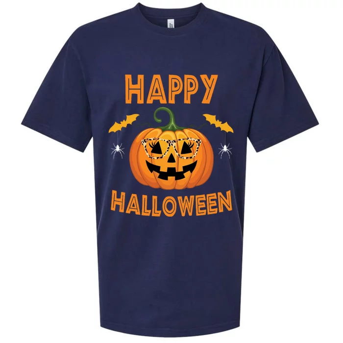 Happy Halloween Cute Pumpkin Leopard Sueded Cloud Jersey T-Shirt