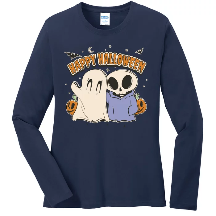 Happy Halloween Cute Monsters Ladies Long Sleeve Shirt