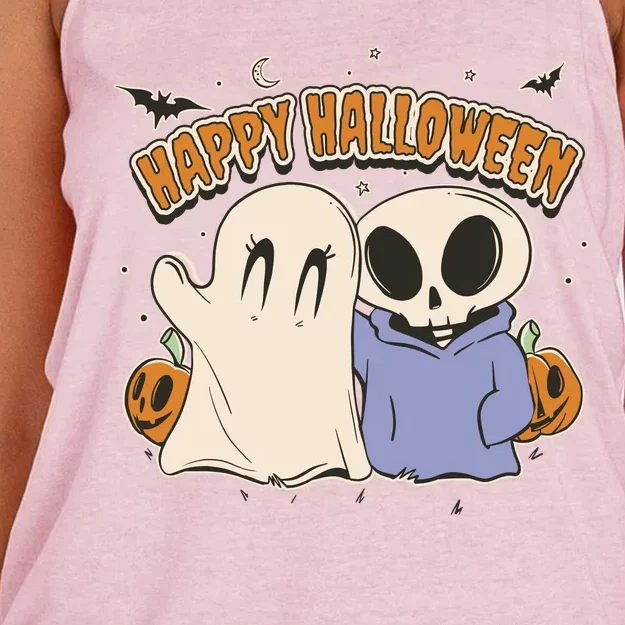 Happy Halloween Cute Monsters Women's Knotted Racerback Tank