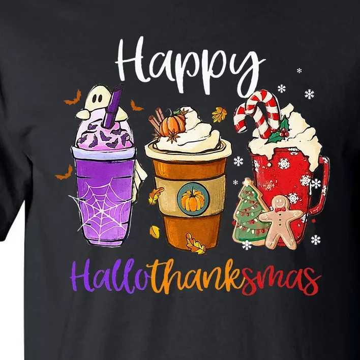 Happy Hallothanksmas Coffee Latte Halloween Thanksgiving Tall T-Shirt