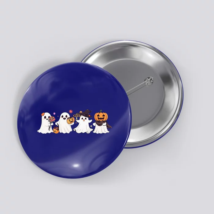 Hippie Halloween Cute Ghost Boo Spooky Season Pumpkin Button