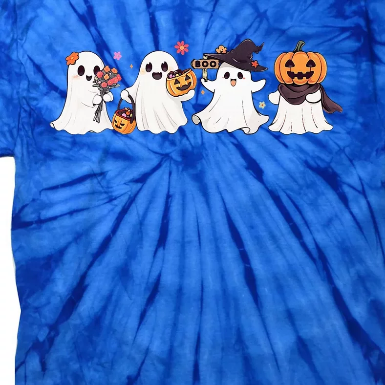 Hippie Halloween Cute Ghost Boo Spooky Season Pumpkin Tie-Dye T-Shirt