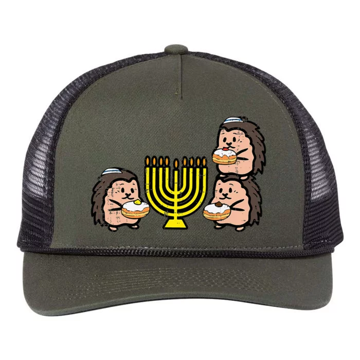 Hanukkah Hedgehogs Chanukah Jewish Retro Rope Trucker Hat Cap