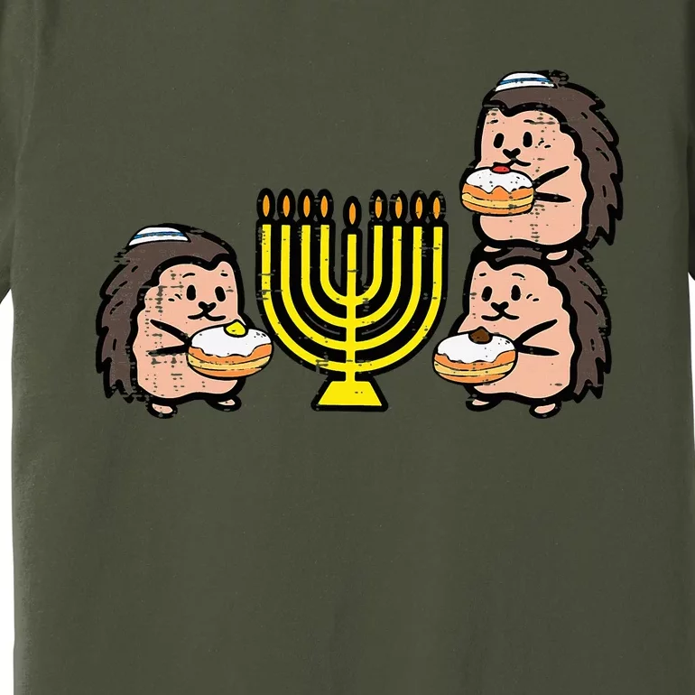 Hanukkah Hedgehogs Chanukah Jewish Premium T-Shirt