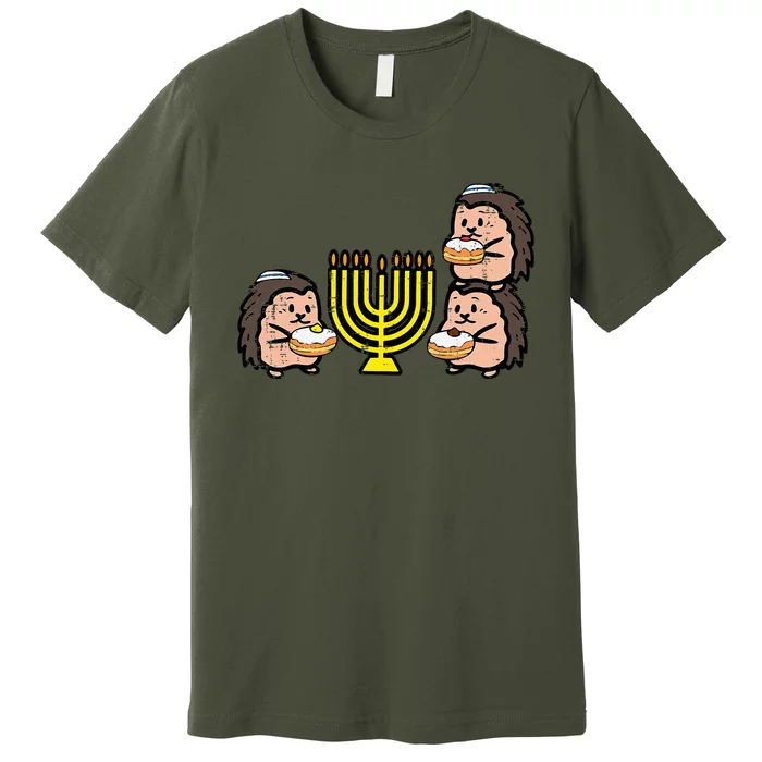 Hanukkah Hedgehogs Chanukah Jewish Premium T-Shirt