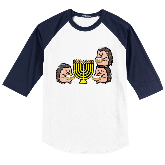 Hanukkah Hedgehogs Chanukah Jewish Baseball Sleeve Shirt