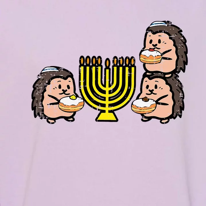 Hanukkah Hedgehogs Chanukah Jewish Garment-Dyed Sweatshirt