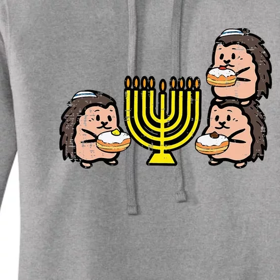 Hanukkah Hedgehogs Chanukah Jewish Women's Pullover Hoodie