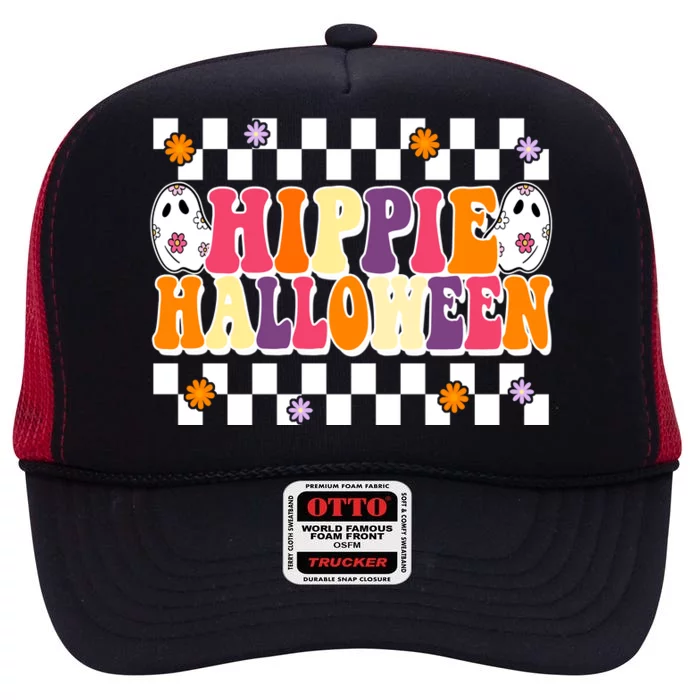 Hippie Halloween Cute Retro High Crown Mesh Trucker Hat