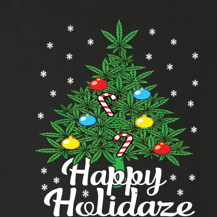 Happy Holidaze Cannabis Weed Leaf Christmas Tree Marijuana Toddler Long Sleeve Shirt