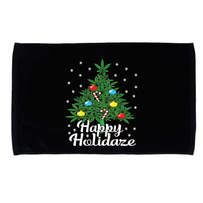 Happy Holidaze Cannabis Weed Leaf Christmas Tree Marijuana Microfiber Hand Towel