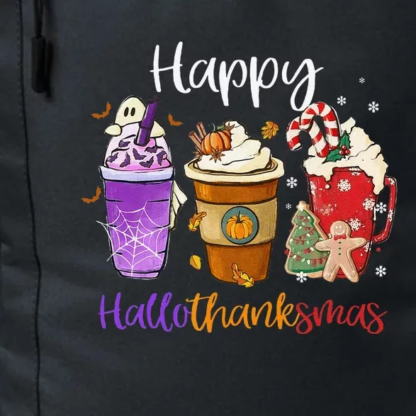 Happy Hallothanksmas Coffee Latte Halloween Thanksgiving Daily Commute Backpack