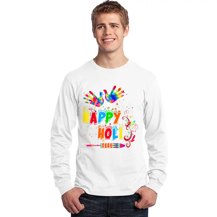 Happy Holi Color India Hindu Gift For Women Tall Long Sleeve T-Shirt