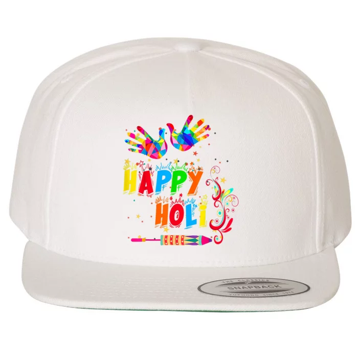 Happy Holi Color India Hindu Gift For Women Wool Snapback Cap