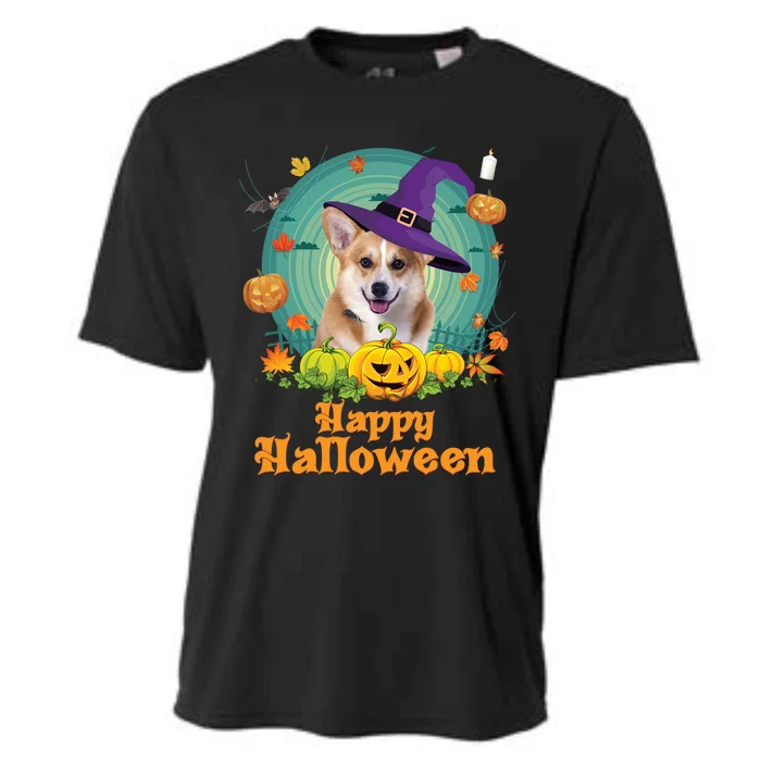 Happy Halloween Corgi Dog Witch Pumpkin Ghost Cute Scary Gift Cooling Performance Crew T-Shirt