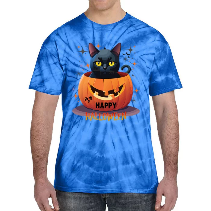 Happy Halloween Cat Skull Bats Kitty Pumpkin Meaningful Gift Tie-Dye T-Shirt