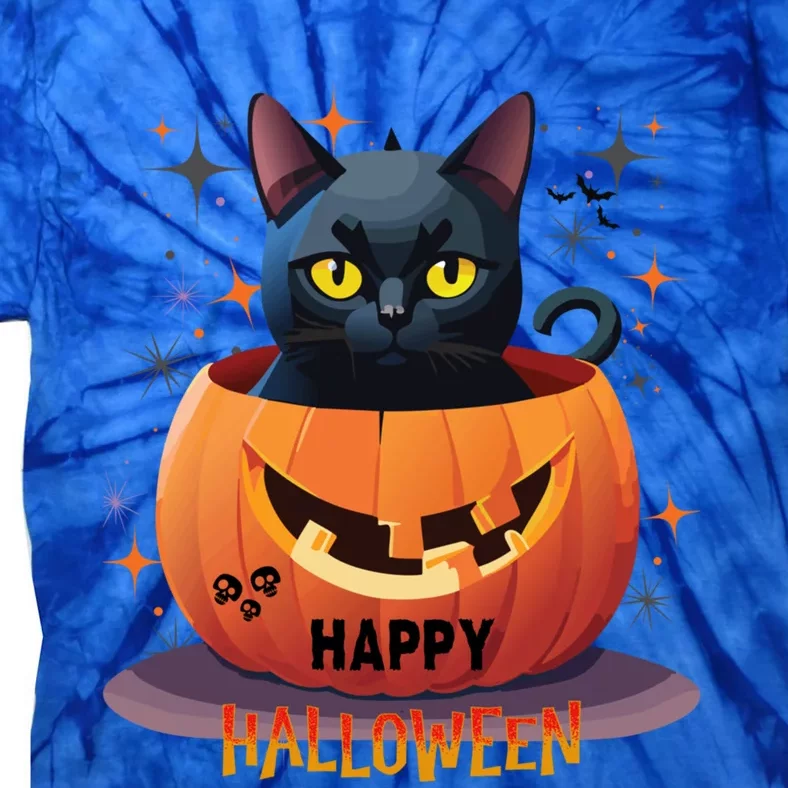 Happy Halloween Cat Skull Bats Kitty Pumpkin Meaningful Gift Tie-Dye T-Shirt