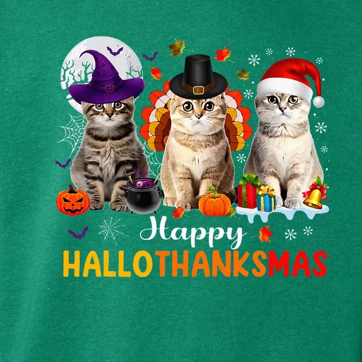 Happy Hallothanksmas Cats Halloween Thanksgiving Christmas Toddler Hoodie