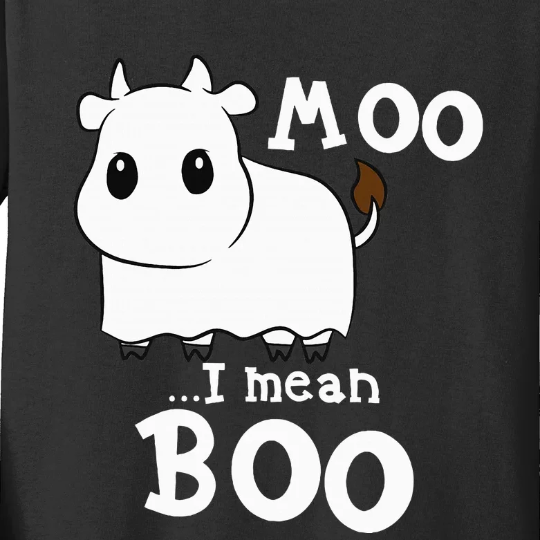 Hilarious Halloween Cow Costume Spooky Moo Kids Long Sleeve Shirt