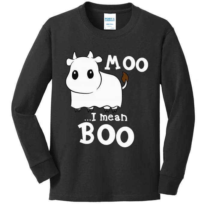 Hilarious Halloween Cow Costume Spooky Moo Kids Long Sleeve Shirt