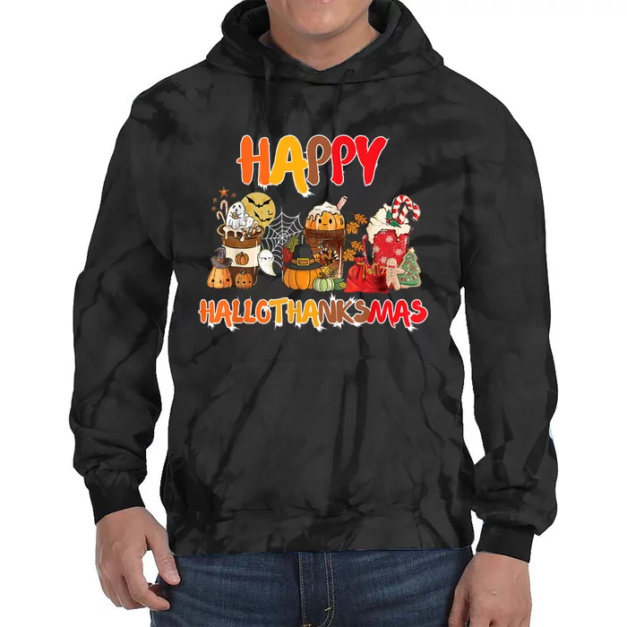 Happy Hallothanksmas Coffee Tie Dye Hoodie