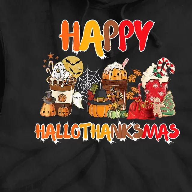 Happy Hallothanksmas Coffee Tie Dye Hoodie