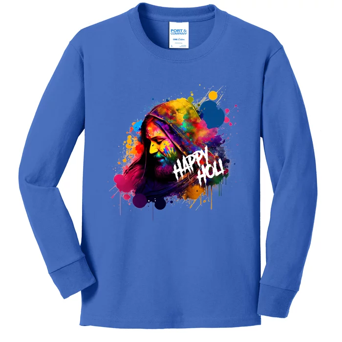 Happy Holi Colors India Hindu Spring Colorful Gift Kids Long Sleeve Shirt