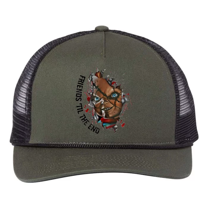 Halloween Horror Character Friends Til The End Chucky Retro Rope Trucker Hat Cap