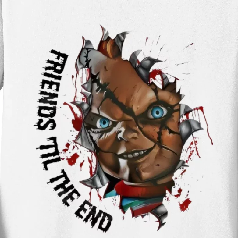 Halloween Horror Character Friends Til The End Chucky Kids Long Sleeve Shirt