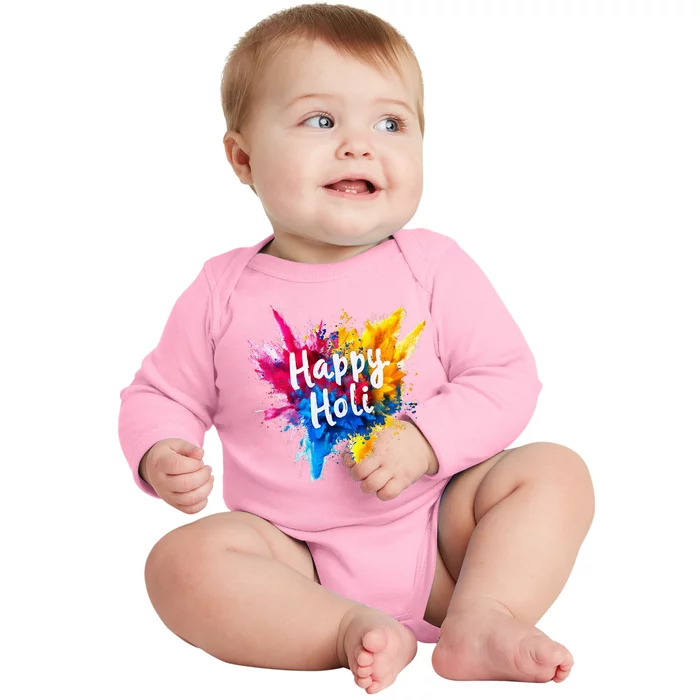 Happy Holi Color India Hindu Gifts Baby Long Sleeve Bodysuit