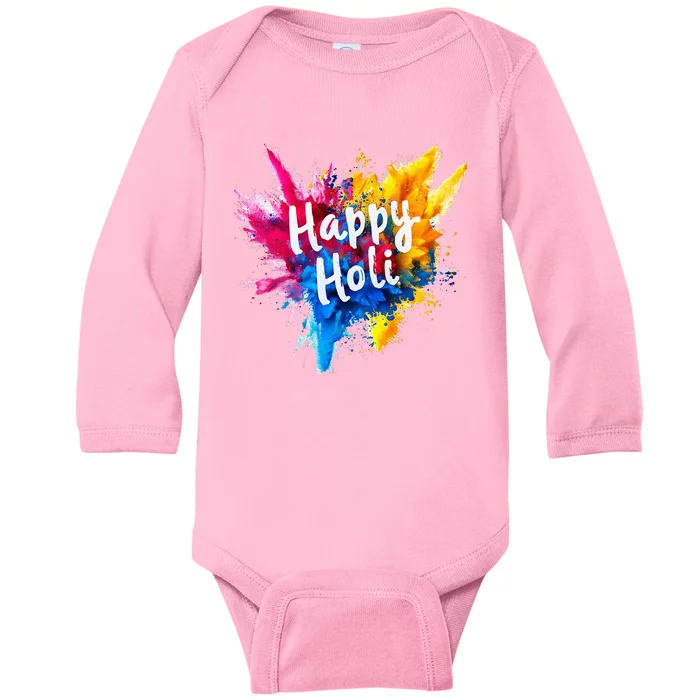 Happy Holi Color India Hindu Gifts Baby Long Sleeve Bodysuit