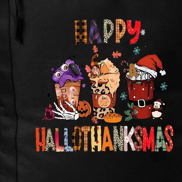 Happy Hallothanksmas Coffee Latte Halloween Thanksgiving Daily Commute Backpack