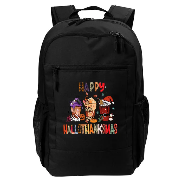 Happy Hallothanksmas Coffee Latte Halloween Thanksgiving Daily Commute Backpack