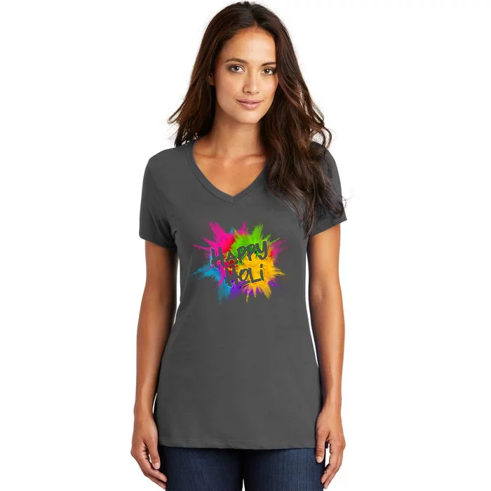 Happy Holi Celebrate Hindu Holiday Women's V-Neck T-Shirt