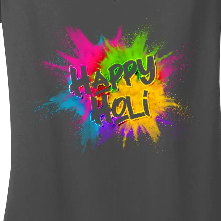 Happy Holi Celebrate Hindu Holiday Women's V-Neck T-Shirt