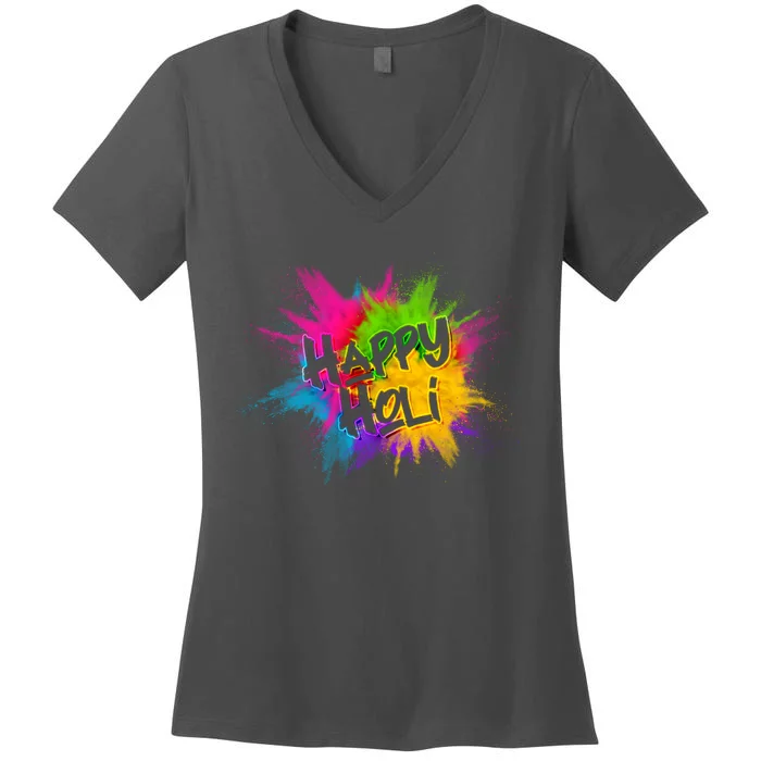 Happy Holi Celebrate Hindu Holiday Women's V-Neck T-Shirt