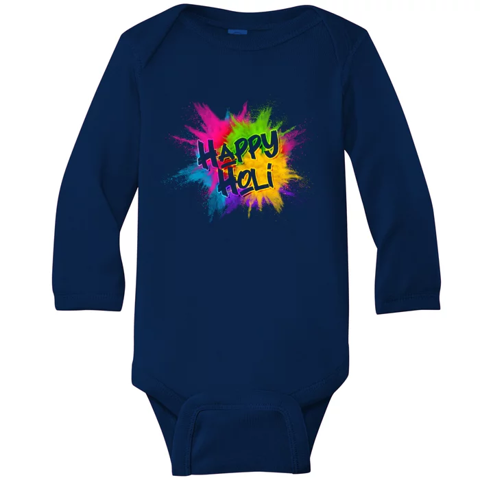 Happy Holi Celebrate Hindu Holiday Baby Long Sleeve Bodysuit