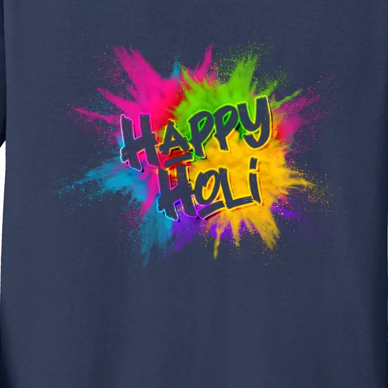 Happy Holi Celebrate Hindu Holiday Kids Long Sleeve Shirt