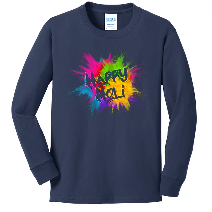 Happy Holi Celebrate Hindu Holiday Kids Long Sleeve Shirt