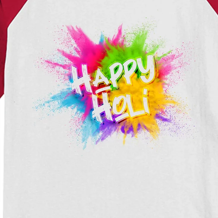 Happy Holi Celebrate Hindu Holiday Kids Colorblock Raglan Jersey